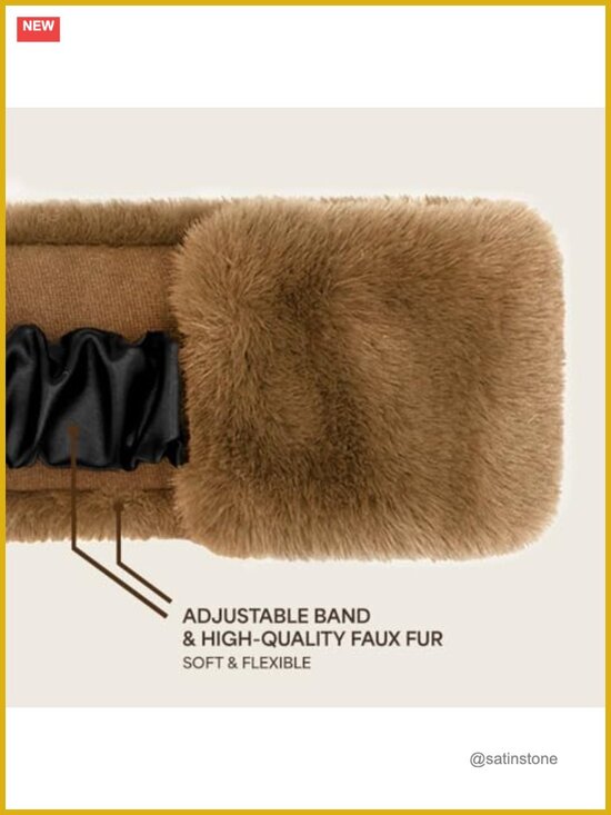 Faux Fur Headwrap Headband Elastic Closure Cozy Winter main image 4